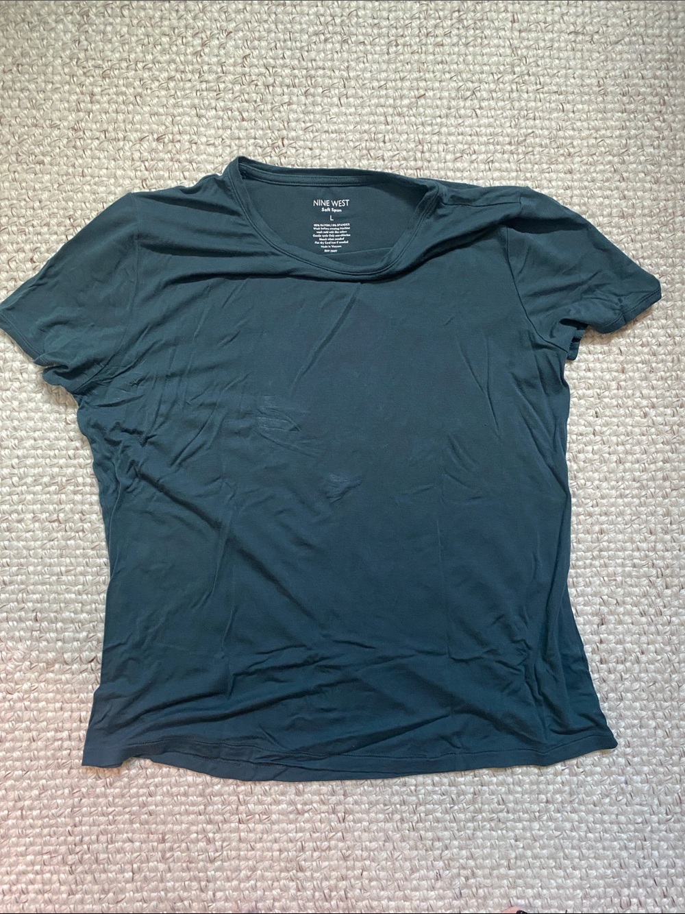 Nine West Short Sleeve Crewneck Top - Teal Green